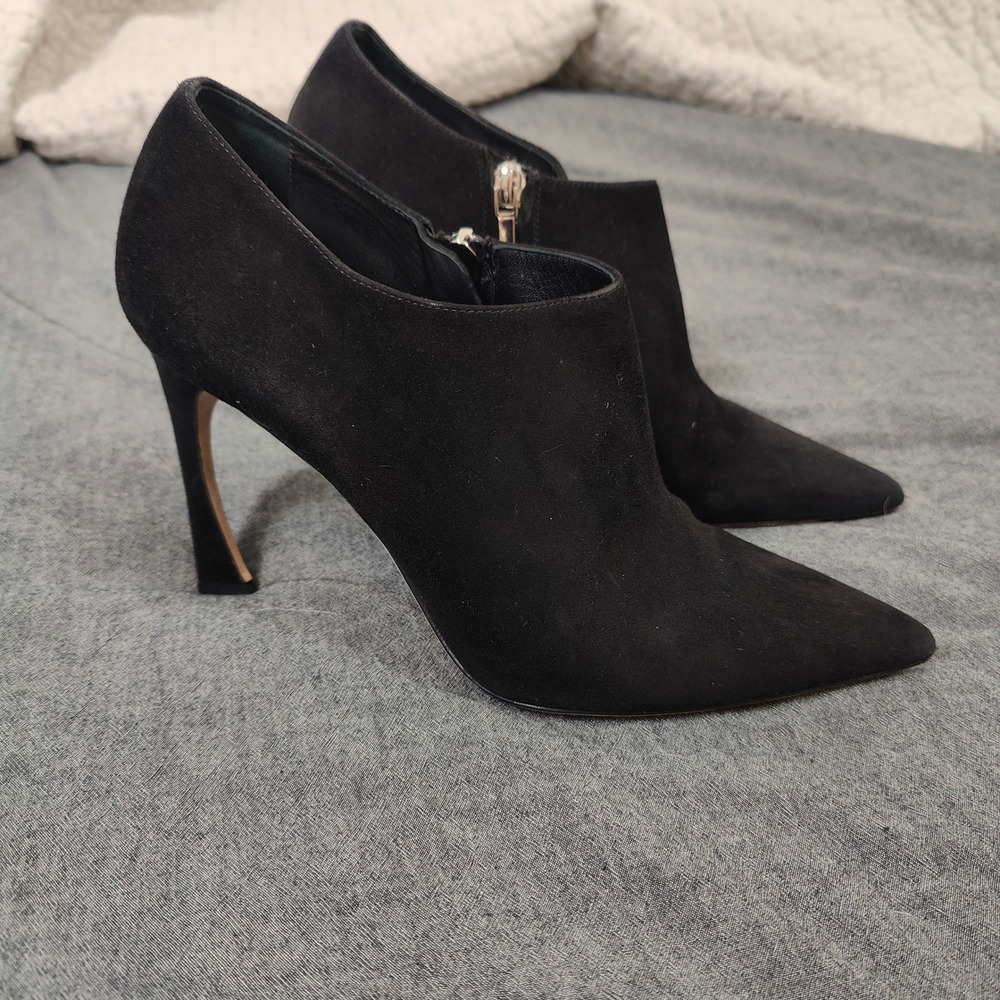 Christian Dior Boots Womens 38.5 Black Suede Pointed Toe‎ Stiletto Ankle Booties - Picture 4 of 13